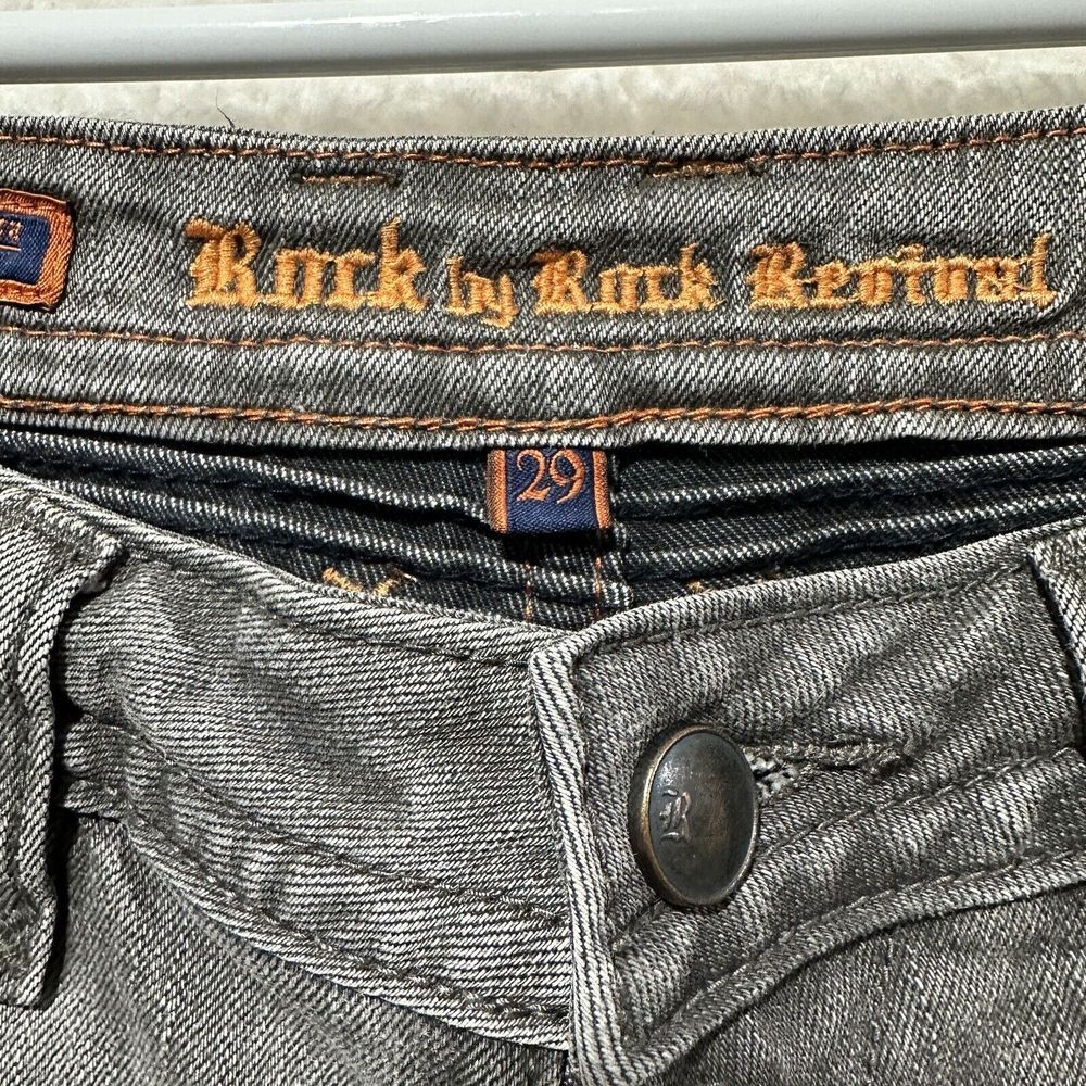 Y2K VTG Rock Revival Women's Skinny Moto Jeans in Gray Wash - Picture 3 of 16